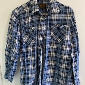 WOODLAND 100% cotton FLANNEL MEDIUM mens womens unisex blue white